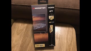 Walmart Clearance unboxing Monster HDMI Cable Gold 4K HDR 4FT $3