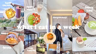 WHAT I EAT IN A WEEK!♡🥞・₊✧staycation+room tour,cafe hopping,family time,work from cafe,home cooking