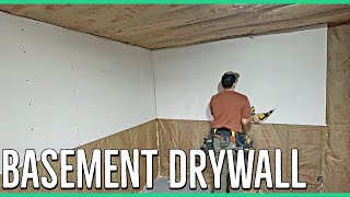 Installing Drywall ||Finishing a Basement Room||