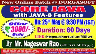 CORE JAVA with JAVA-8 Features Online Training @ DURGASOFT