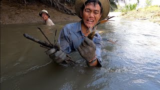 Mò Tôm Càng Sông Cùng Cha Và Mấy Anh Về Luộc Ăn Cơm Hết Bày Luôn