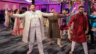 Bride & Groom Enter Sangeet with Their Bridal Party and Have an Epic Dance Off - Sangeet Performance