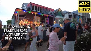 【4K HDR】Walk Tour Christmas Lights Franklin Road Auckland City New Zealand!