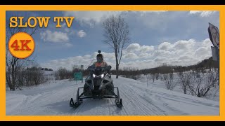 Breathtaking 3 Hours on a snowmobile through the Trans Canada Trail of Quebec, 4k slow tv