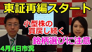 東証再編スタート　小型株の買戻し続く　銘柄選びに注意　（市況放送【毎日配信】）