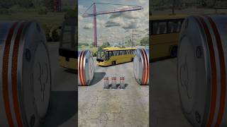 Semi Truck \u0026 Loaded Bus vs Hydraulic Crush - BeamNG.drive #shorts #beamngdrive