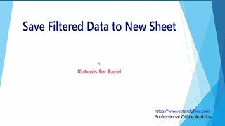 How to save filtered data to new sheet/workbook in Excel?