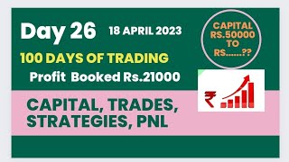 Day26 Profit Rs.21000 | Trading Strategies | 100 days of Trading | RSI priceaction SupportResistance