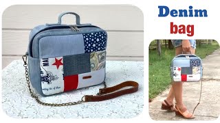 how to sew a small denim bags tutorial, sewing diy a small bags from old jeans, box bag patterns