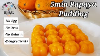 5min 2-Ingredients No-Cook Papaya Pudding | Easy and Quick Snack Dessert Recipe for Kids or Party