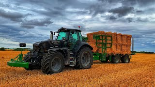 DEUTZ FAHR 7250TTV WARRIOR 2022 AND HEATH SUPER CHASER  DRONE SHOTS 4K #farming #tractor #harvest