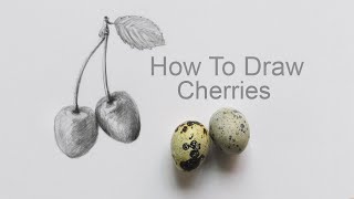 How to Draw Cherries Step by Step Tutorial : Pencil Sketch Cherries Drawing