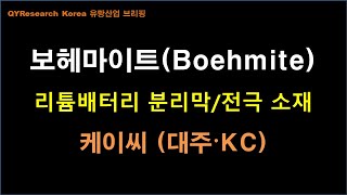 보헤마이트, 리튬배터리 분리막 및 전극 소재, 글로벌 시장 전망과 공급 기업 현황 - 국내기업, 케이씨 (대주KC), 오상자이엘 (?)