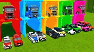 TRANSPORTING DACIA, BMW, CHEVROLET, FORD POLICE CARS & AMBULANCE EMERGENCY WITH MAN TRUCKS ! FS22