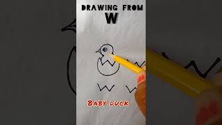 it's too much easy🤞😱drawing with W #ideas #drawing #shortsvideo#art #viral