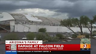 Storm causes extensive damage at Mesa's Falcon Field.