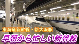 【東海道新幹線】早朝の新大阪駅～のぞみ号がどんどんやってくる～20191212-01～Japan Railway Shinkansen