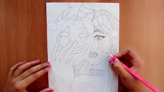 How to draw girl with mask |