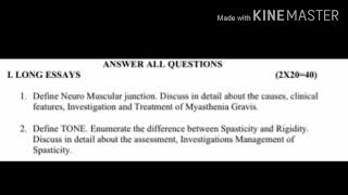 Bpt 3rd year-clinical neuro question paper