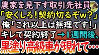 【感動する話】農家を下請けと勘違いし見下す大手取引先のエリート社員「生意気な口ききやがって。契約切るぞｗ」俺「これ以上安くは卸せません」→1週間後、ハウスの目の前に黒塗りの高級車が現れて…【泣ける話】