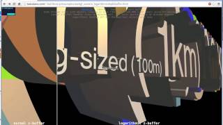 WebGL/Three.js logarithmic depth buffer example