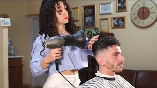 ASMR 💈ITALIAN LADY BARBER IMPROVES MEN’S HAIR