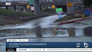 Storm departs San Diego, but rainfall leads to flooded roads