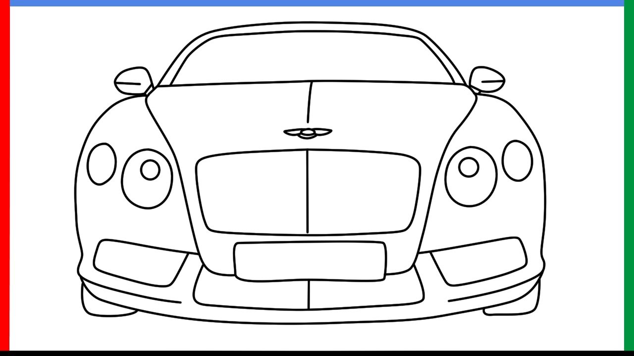 How To Draw Bentley Car Drawing From Front Step By Step For Beginners ...