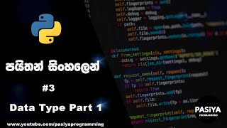 Data Type Part 1 Python Tutorial in Sinhala Learn Basic of Python Programming #3 Video