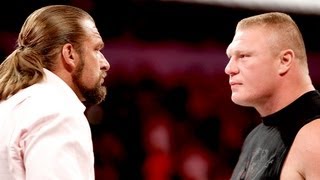 Triple H & Brock Lesnar sign the contract for SummerSlam: Raw, August 13, 2012