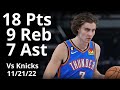 Josh Giddey 18 Pts 9 Reb 7 Ast vs Knicks Highlights