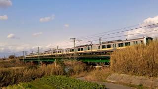 【電車】鉄橋を通過する地方電車 Train passing the iron bridge