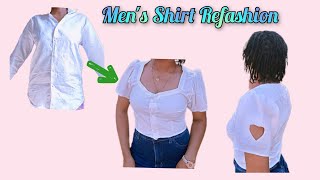 How to Convert Men's Shirt into New Top / Recycle Old Shirt