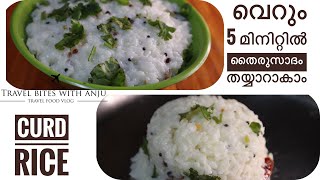 വെറും 5 മിനിറ്റിൽ തൈരുസാദം തയ്യാറാകാം!curd rice easy recipe!kerala #curdrice #travelbiteswithanju