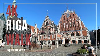 【4K】 Latvia Riga Walk - 90 minute Walk through Riga UNESCO Old Town Streets with City Sounds