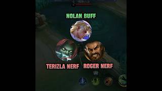 Nolan buff, Terizla nerf, dan Roger nerf #mobilelegends #mlbb #shorts