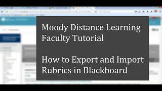 MDL Tutorial | How to Export/Import Rubrics in Blackboard