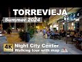 Night Torrevieja (City Center) - Walking tour - August 12 - Spain | Costa Blanca [4k 60 fps]