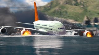 Engine Exploded - Emergency Landing ON WATER Failed! Airplane Crashes  Landings! Besiege plane crash