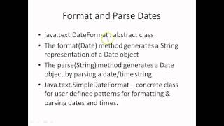 Java Dates Calendar and DateFormat
