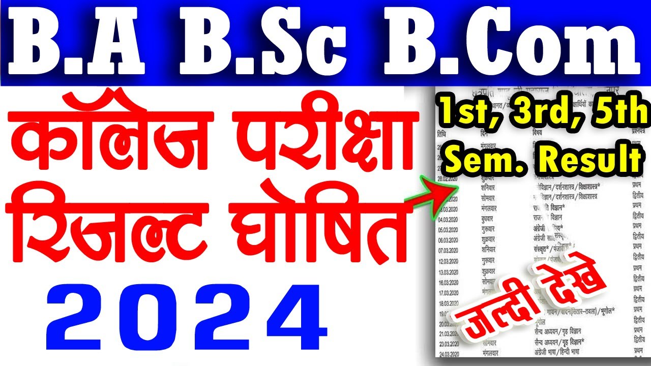 यूनिवर्सिटी रिजल्ट जारी 2024 | BA BSc B.Com 1st 3rd 5th Semester Result ...