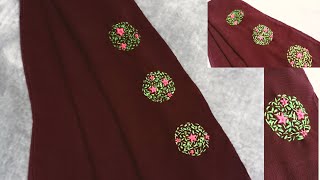 സാരിയിൽ ഇങ്ങനെ ചെയ്തു നോക്കൂ || Hand Embroidery Border Design for Sarees|| All over Design