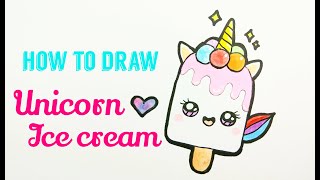 HOW TO DRAW UNICORN ICE CREAM 🦄🍦| Easy & Cute Unicorn Ice Cream Drawing Tutorial For Beginner