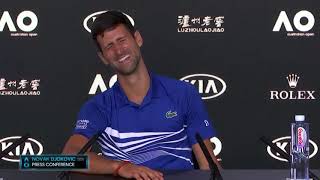 Novak Djokovic jokes with Italian reporter at Australian Open conference (Not too bad) HD
