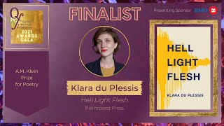 Klara du Plessis - QWF 2021 Awards Finalist for the A.M. Klein Prize for Poetry