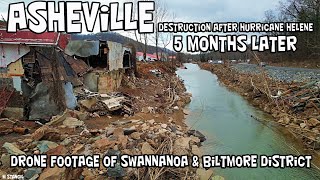 Asheville NC /Destruction from Hurricane Helene 4K /5 months later (DJI Mavic Air 2S Drone Footage)