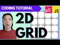 p5.js Coding Tutorial |  2D Grid w Nested Loop