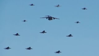 岐阜基地航空祭2015 異機種大編隊 機動飛行 C-1 T-4 F-4 F-2 F-15 JASDF Gifu Air Show