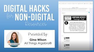 Digital Hacks For Non Digital Resources Presented By Gina Wilson All Things Algebra