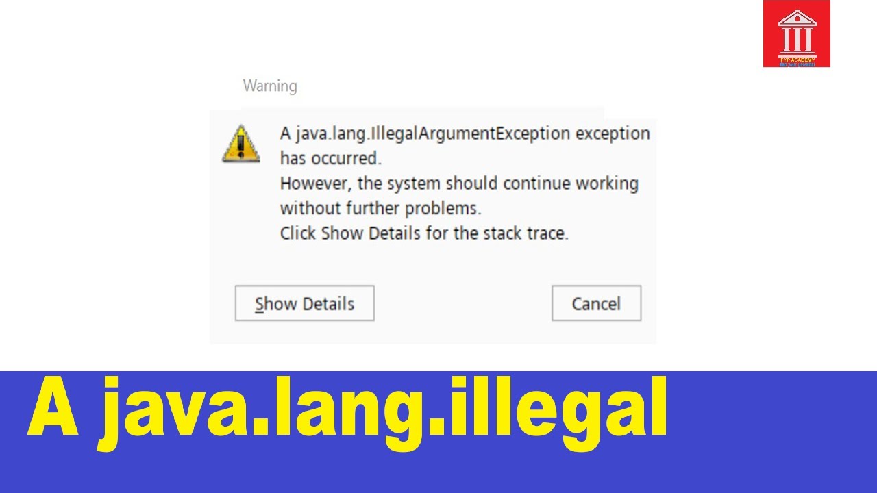 A Java.lang.illegalargumentexception Exception Has Occurred - YouTube